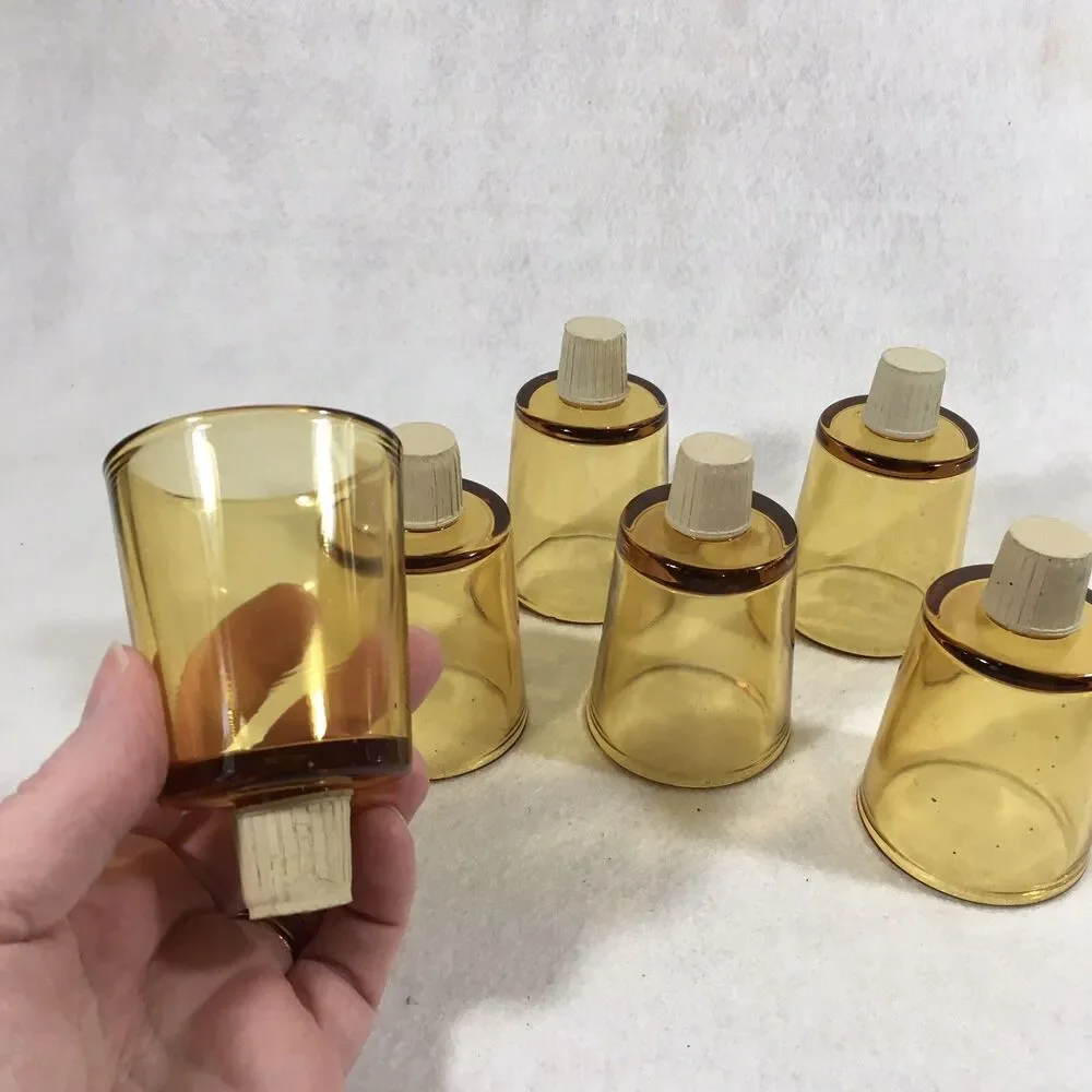 Lot Of 6 Amber Votive Sconce Replacement Glass Globe